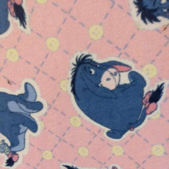 Vintage Eeyore Baby Blanket Satin Trim Fleece Pink Handmade Lovey Winnie the Poo - Picture 3 of 6